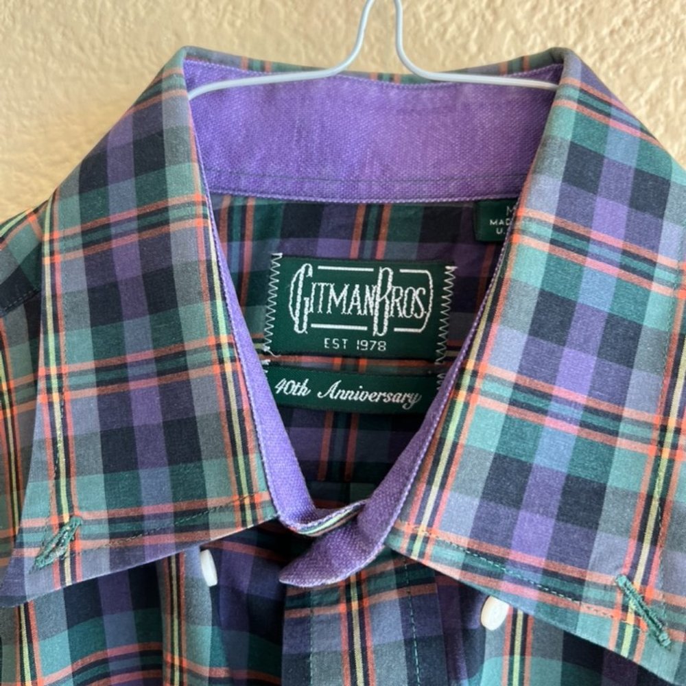 Gitman Bros. Button Down Shamokin Purple Poplin Check - Regular / Medium